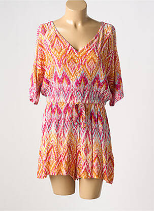 Combishort tissage crêpe manches courtes orange DEELUXE femme