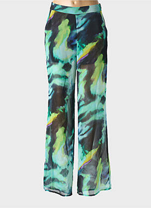 Pantalon large fermeture zip latéral taille normale bleu MORGAN femme