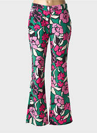 Pantalon flare taille élastique rose MORGAN femme