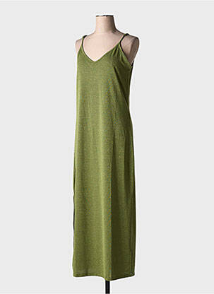 Robe longue manches bretelles ajustables fines bretelles vert VILA femme
