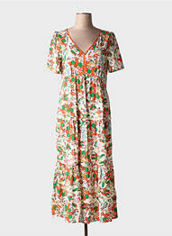 Robe longue manches courtes manches courtes orange DEELUXE femme