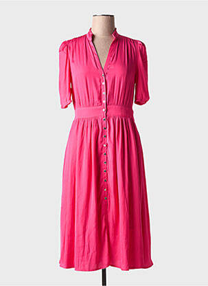 Robe mi-longue manches courtes manches courtes rose MORGAN femme