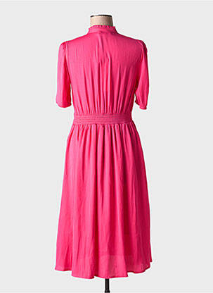 Robe mi-longue coupe fluide manches courtes rose MORGAN femme