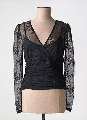 Top coupe cintrée manches longues noir MORGAN femme