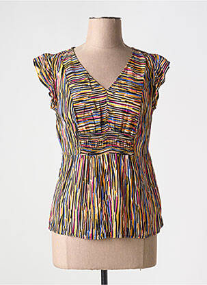 Blouse tissage popeline manches courtes jaune LOLA ESPELETA femme