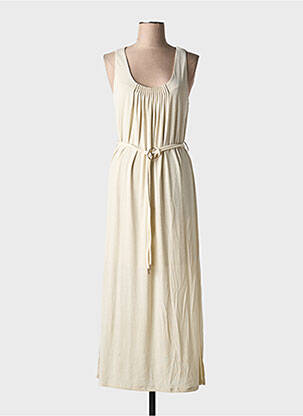 Robe longue coupe évasée sans manche beige LOLA ESPELETA femme