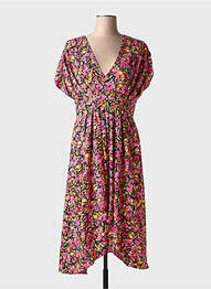 Robe mi-longue imprimé fantaisie manches longues rose MOLLY BRACKEN femme