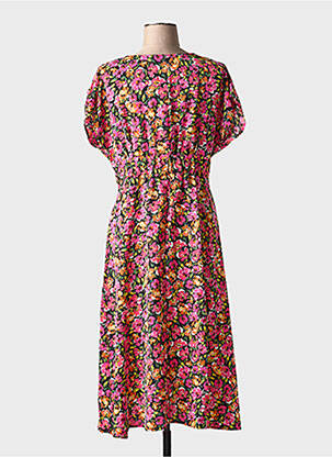 Robe mi-longue imprimé fantaisie manches longues rose MOLLY BRACKEN femme