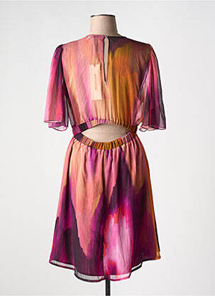 Robe mi-longue coupe fluide manches courtes violet MORGAN femme