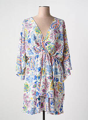 Robe mi-longue imprimé fantaisie manches courtes bleu MOLLY BRACKEN femme