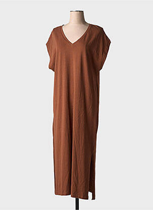 Robe mi-longue manches courtes manches courtes marron B.YOUNG femme