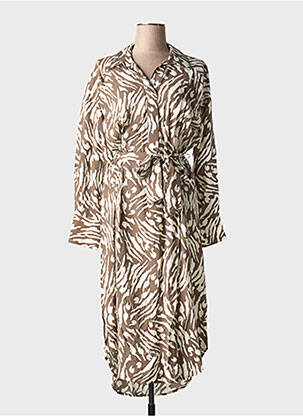 Robe mi-longue coupe fluide manches longues marron VILA femme
