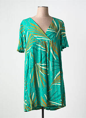 Robe courte coupe fluide manches courtes vert LOLA ESPELETA femme