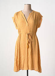 Robe mi-longue coupe fluide manches courtes jaune MOLLY BRACKEN femme