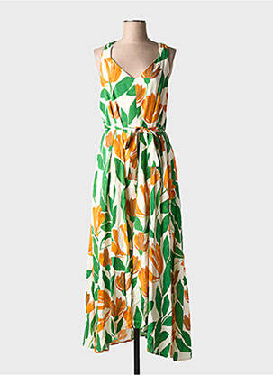 Robe longue imprimé fantaisie fines bretelles vert SALSA femme