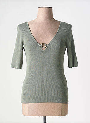 Pull coupe cintrée manches 3/4 vert MORGAN femme