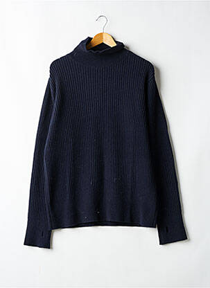 Pull col roulé tissage côtelé manches longues bleu OLIVER SPENCER homme