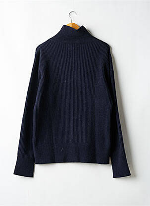 Pull col roulé tissage côtelé manches longues bleu OLIVER SPENCER homme
