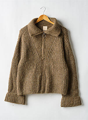 Pull tissage chiné manches longues vert H&M femme