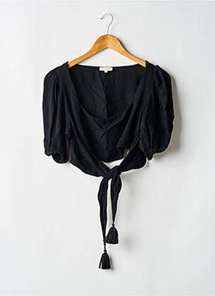 Top col carré manches courtes noir BAHAAR femme