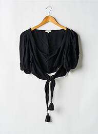 Top col carré manches courtes noir BAHAAR femme