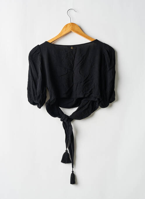 Top col carré manches courtes noir BAHAAR femme