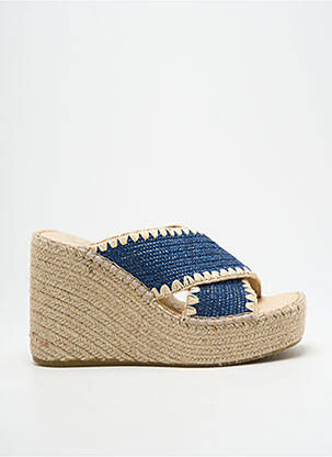 Espadrilles bout ouvert talon de 7 à 9cm bleu VIDORRETA femme