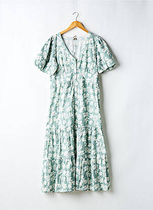 Robe longue manches courtes manches courtes vert 64 femme