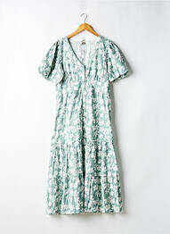 Robe longue imprimé fleurs manches courtes vert 64 femme