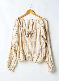 Blouse imprimé fantaisie manches longues beige SLUIZ. femme