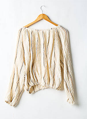 Blouse imprimé fantaisie manches longues beige SLUIZ. femme