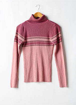Pull col roulé coupe cintrée manches longues rose SANS MARQUE femme