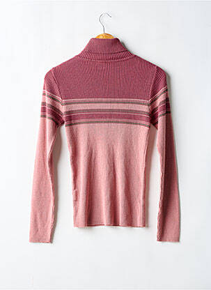 Pull col roulé coupe cintrée manches longues rose SANS MARQUE femme