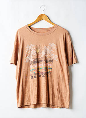 T-shirt sérigraphie floquée manches courtes marron ROXY femme