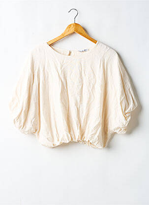 Blouse tissage popeline manches 3/4 beige PRETTY WIRE femme