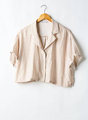 Chemisier manches courtes manches courtes beige BERSHKA femme
