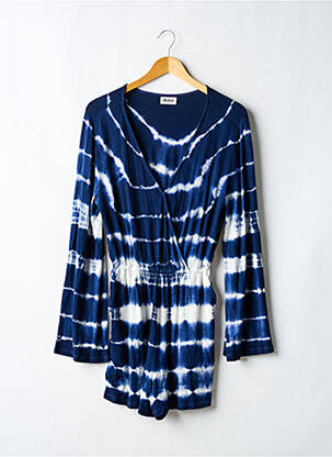 Combishort tissage popeline manches longues bleu HOANUI femme