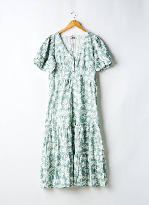 Robe longue manches courtes manches courtes vert 64 femme