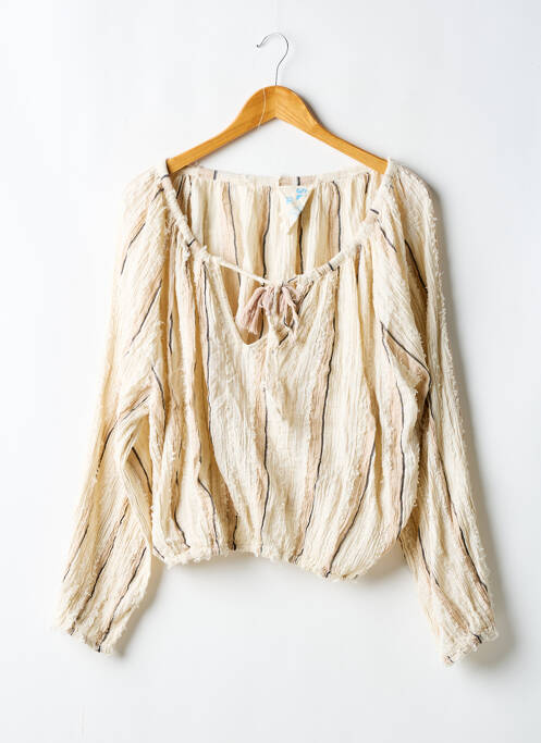 Blouse imprimé fantaisie manches longues beige SLUIZ. femme