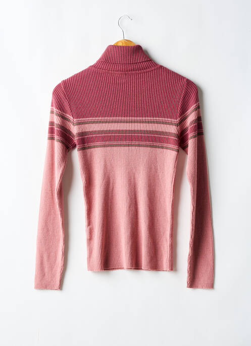 Pull col roulé stretch manches longues rose SANS MARQUE femme