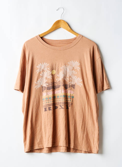 T-shirt sérigraphie floquée manches courtes marron ROXY femme