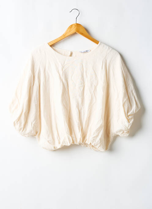 Blouse tissage popeline manches 3/4 beige PRETTY WIRE femme