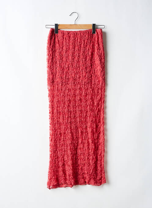Jupe longue coupe droite rouge PULL & BEAR femme
