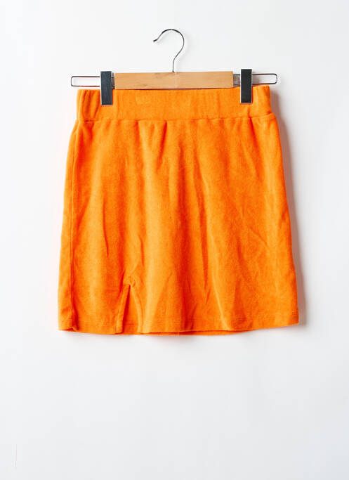 Jupe courte coupe droite orange SANS MARQUE femme