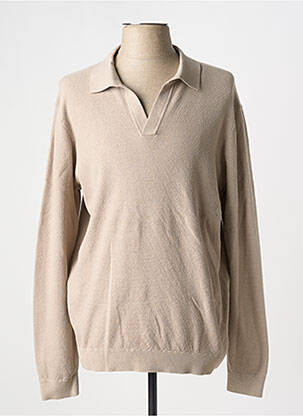 Pull maille souple et aérée manches longues marron LEE COOPER homme