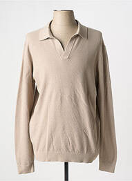Pull maille souple et aérée manches longues marron LEE COOPER homme