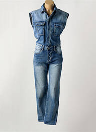 Combi-pantalon fermeture boutonnée sur le devant sans manche bleu PLACE DU JOUR femme