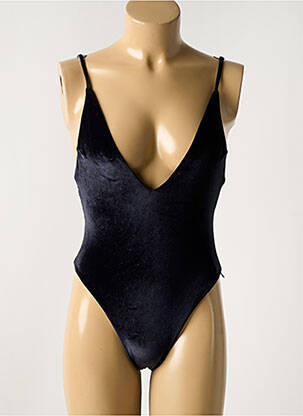 Maillot de bain 1 pièce effet matière satinée haut triangles noir SWIMETIS femme