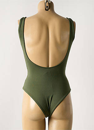 Maillot de bain 1 pièce effet matière satinée haut soutien-gorge moulé vert GARCONNE femme