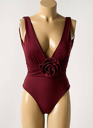 Maillot de bain 1 pièce effet matière satinée haut soutien-gorge moulé rouge GARCONNE femme
